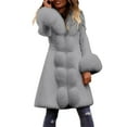 thumbnail image 4 of Jacket For Mid Long Coat Winter Warm Thick Soft Pile Elegant Outerwear Fashionable Style, 4 of 5