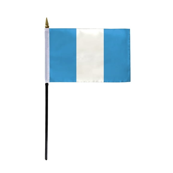 AGAS Guatemala No Seal Flag 4x6 inch - 11" Plastic Pole 100% Polyester Stitched Edges Guatemalan National Mini Flag on a Stick