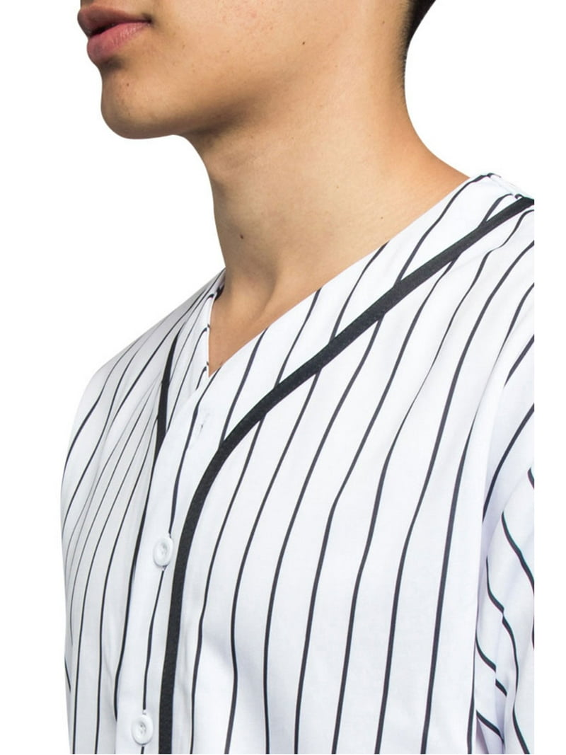 Men's Hipster Hip Hop Button Down Pin Striped Baseball