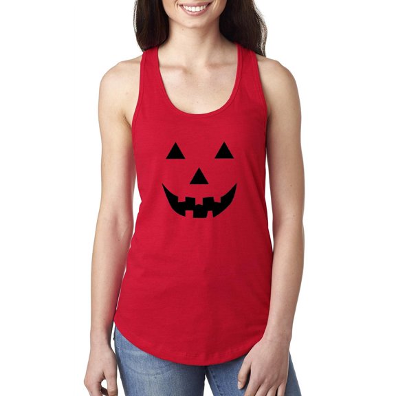 MmF - Women's Racerback Tank Top - Halloween Halloween Pumpkin Face in Black