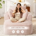 thumbnail image 6 of Muumblus Chaise Lounge Indoor, Cozy Lounge Chair Sleeper Sofa for Adults, No Assembly Required, Pink Corduroy, 6 of 9