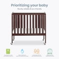 thumbnail image 4 of Dream On Me 2-in-1 Folding Portable Mini Crib in Espresso, Mattress Pad Included, Easy to Fold and Store Baby Crib, Two Adjustable Mattress Height positions Convertible Crib, 4 of 10