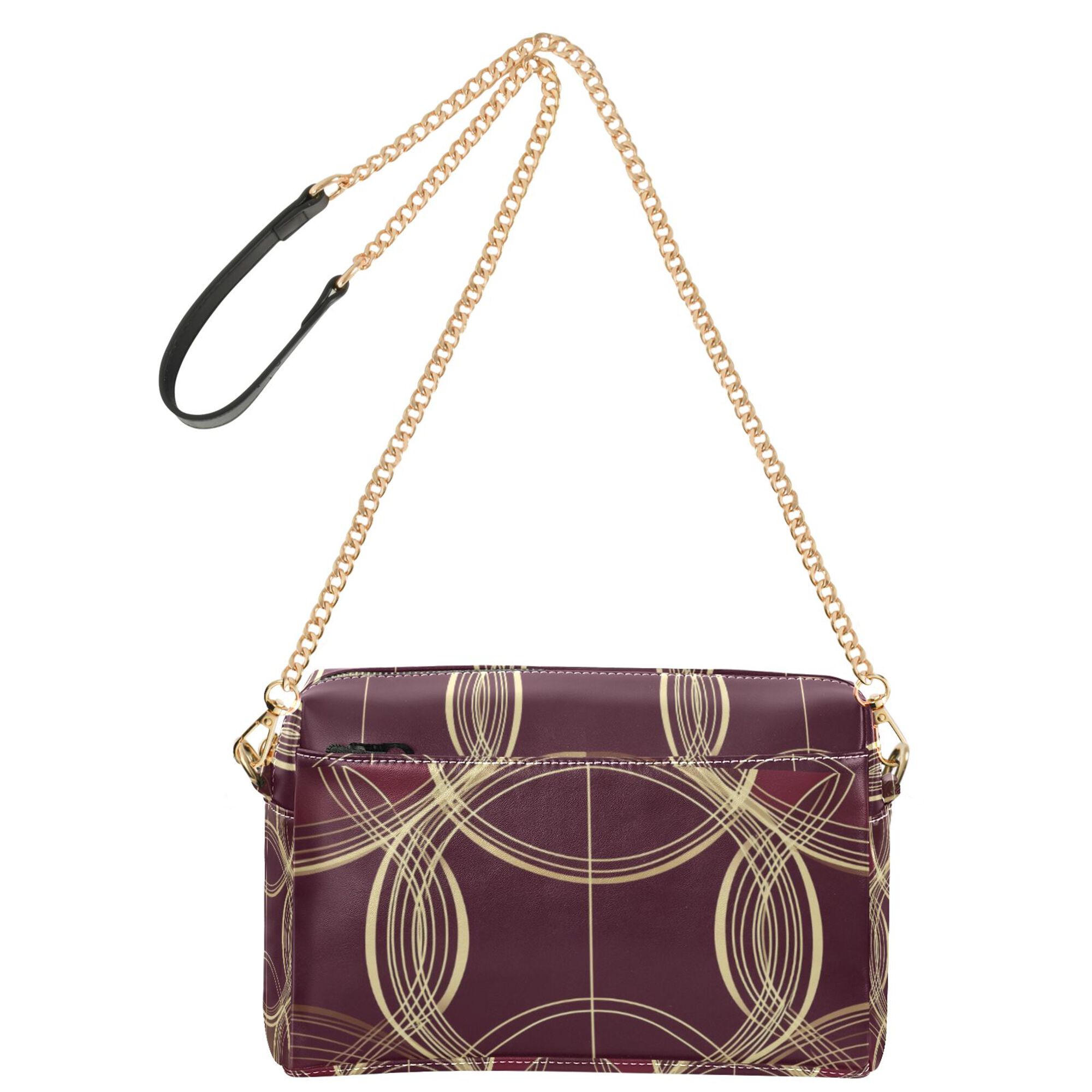 FORMRS Women Crossbody Purse with Chain Strap Vegan Leather Shoulder Handbag, Gold Abstract Pattern