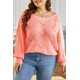 thumbnail image 4 of ABPHQTO Jersey De Mujer De Punto Cuello Redondo Ahuecado Rosa, 4 of 5