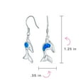 thumbnail image 4 of Bling Jewelry Womens Gemstone Created Blue Opal Dolphin Dangle Gemstone Earrings in Sterling Silver, 4 of 4