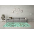 thumbnail image 3 of Ahgly Company Machine Washable Indoor Round Persian Turquoise Blue Bohemian Area Rugs, 3' Round, 3 of 4