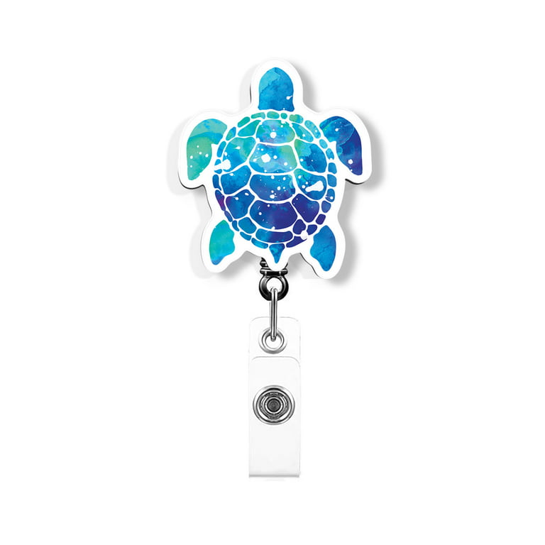WIRESTER Animal Design Key Card Holder Belt Clip Reel Id Badge Retractable,  Blue Sea Turtle 