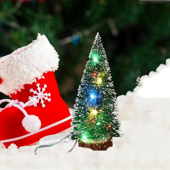 Xihbxyly Mini Árbol de Navidad con Luces Led, Decoración Festiva de Escritorio, Material Ecológico, Perfecto para Fiestas de Navidad y Año Nuevo. Varios Tamaños Disponibles: de 6,5 X 15 Cm a 11 X 30