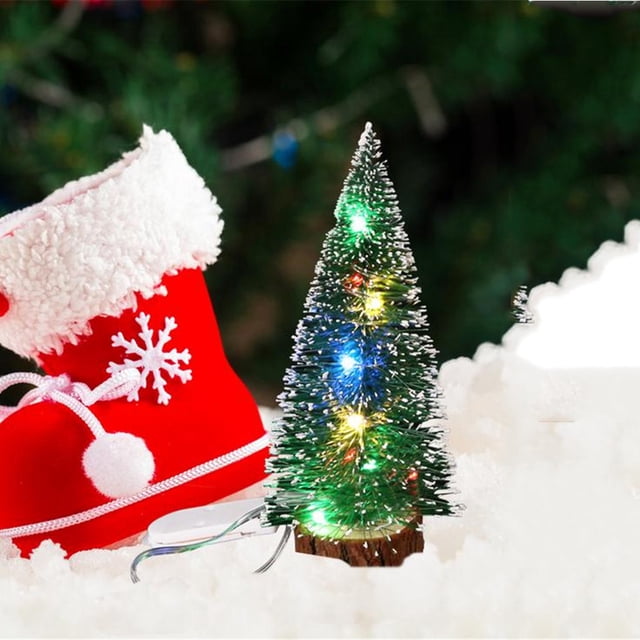 Xihbxyly Dia Del Primer Ministro Adornos Navideños Decoración de Escritorio con Luces Led Mini Árbol de Navidad