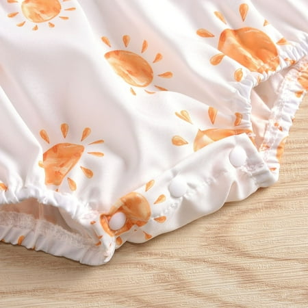 

Vedolay Baby Bodysuit Girls Fashion Bodysuits Floral Print Sleeveless Button Pleated Casual Beach Shorts Rompers Gold 90cm