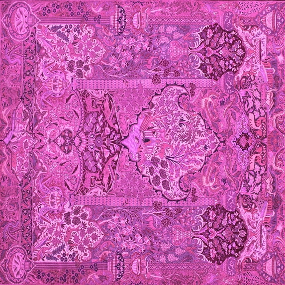 Ahgly Company Indoor Square Animal Pink Traditional Area Rugs, 4' Square