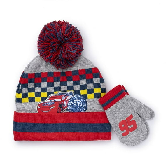 Disney's Cars Boys' 2-pc. Character Artwork Pom-Pom Acrylic Warm Hat & Mittens Set