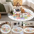 thumbnail image 6 of Round Area Rug 3ft, Easter Rabbit Egg Blue Polka Dot Non-Shedding Washable Area Rug, Pastoral Flower Butterfly Bee Non Slip Low-Profile Circle Rugs for Living Room, Bedroom Dining Room, 6 of 9