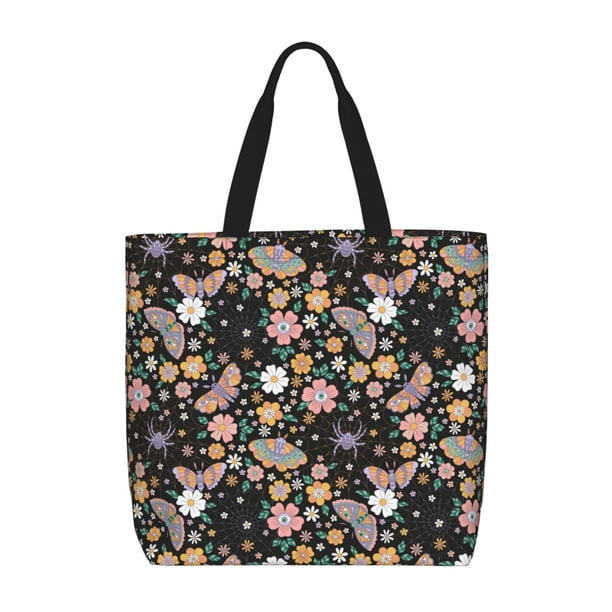 Balery Floral Insects Bolsa de Mano para Mujeres con Cremallera, Bolsa de Gimnasio con Compartimentos, Bolsa para Laptop, Bolsa para Trabajo