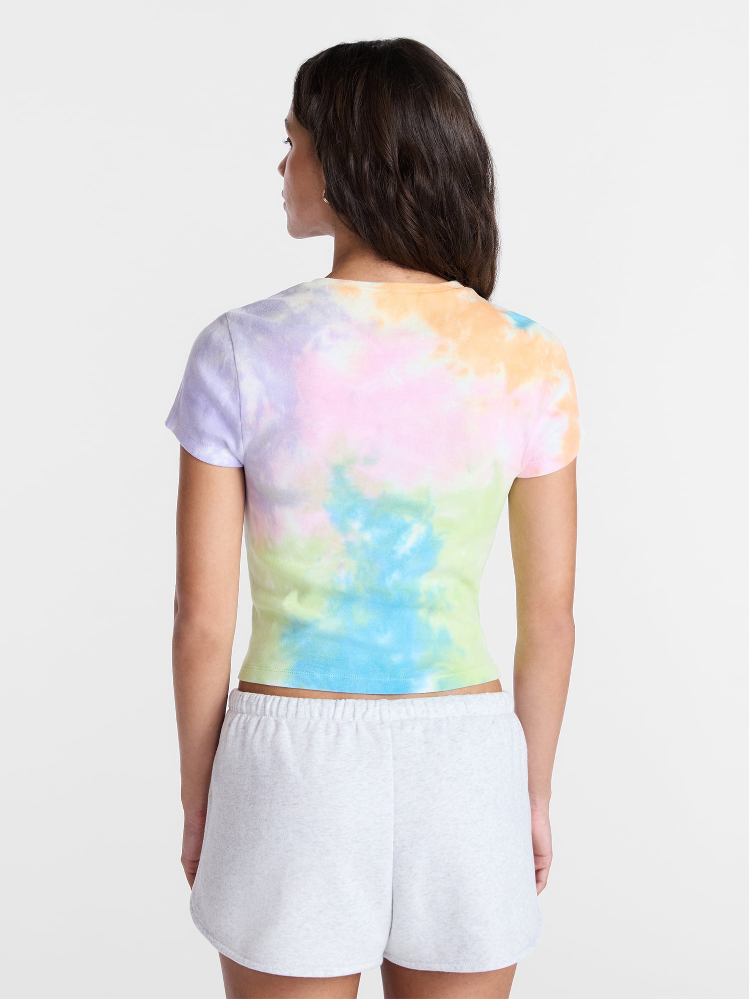 No Boundaries Pride Tie Dye Ribbed Graphic Cotton Baby Tee, Women's XXS-XXL