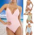 thumbnail image 2 of Women One Piece Swimsuits Backless Fashion Comfortable Bathing Suit for Summer Swimming Solid Color, 2 of 7