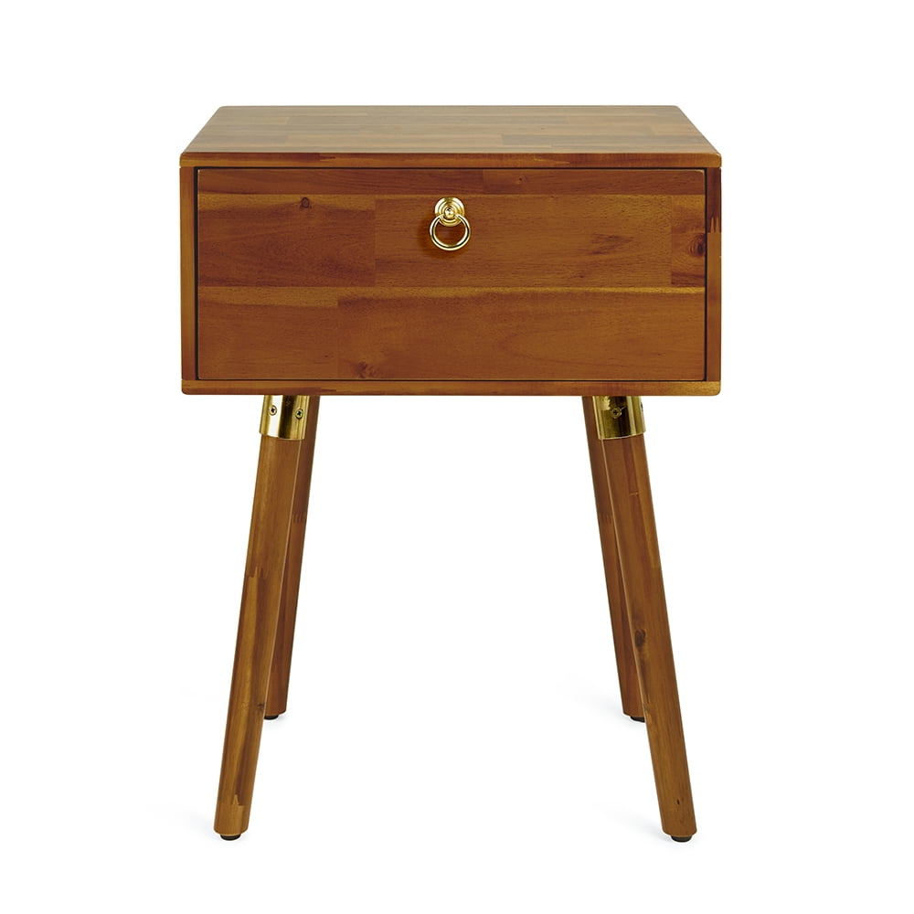 Ledan Nightstand, Modern Style, Solid Acacia Wood, Caramel