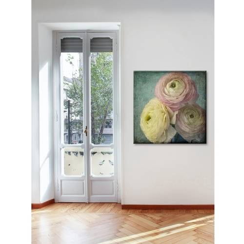 "Pink Ranunculus Vintage" Painting Print on Wrapped Canvas