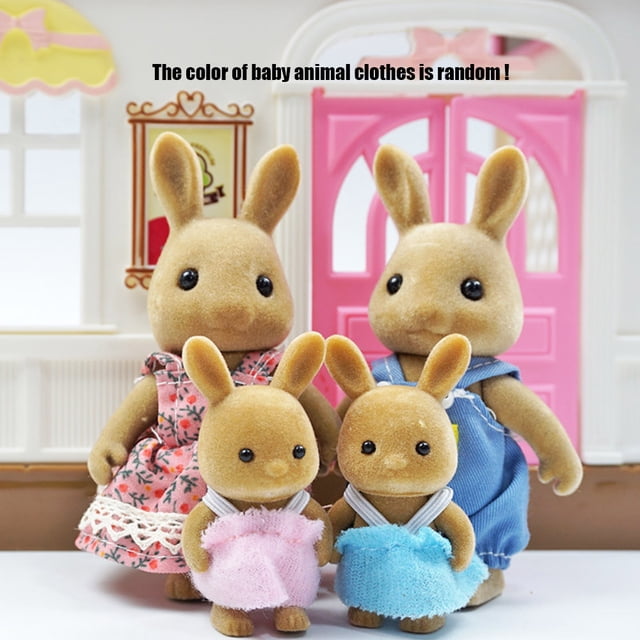 Familia de conejos de Pascua, animales del bosque, escala 1:12, accesorios para casas de muñecas, miniaturas, conejo, oso, reno, juego de simulación para niñas, regalo