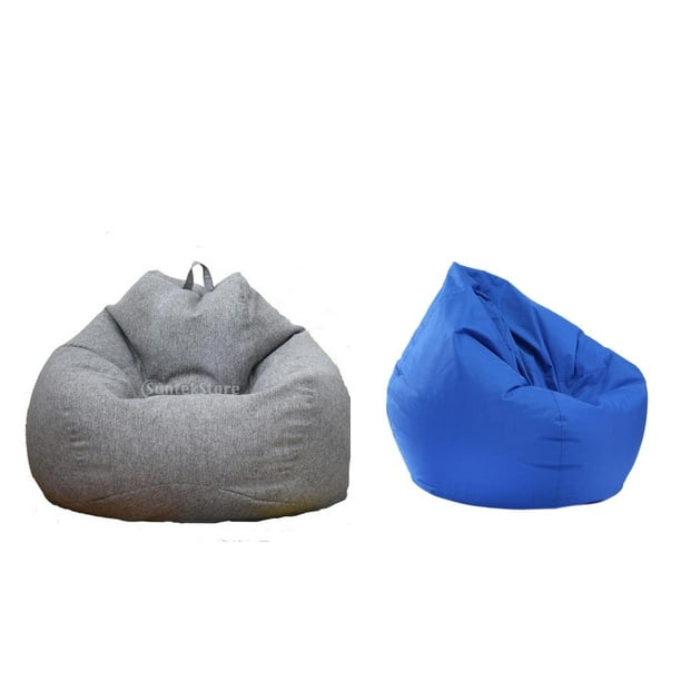 2 piezas de color sólido bolsa de frijol de almacenamiento de peluche gris