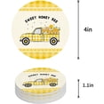 thumbnail image 1 of ZHANZZK Summer Yellow Plaid Truck and Honey with Bee Set of 8 Round Coaster for Drinks, Absorbent Ceramic Stone Coasters Cup Mat with Cork Base for Home Kitchen Room Coffee Table Bar Decor, 1 of 6
