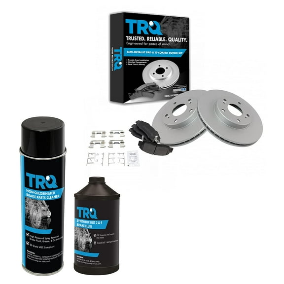 TRQ Semi Metallic Brake Pad & G-Coated Front Rotor Kit w/Fluids for Honda Accord BKA16701