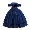 thumbnail image 1 of Ashirexll Robe de Performance Sans Manches pour Filles Jupe Tutu en Maille Col Rond Robe Trapèze Formelle pour Hôte Fête Tenue de Danse Âge 3-14 Ans Marine 11 Ans, 1 of 3