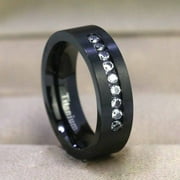 Matching Rings Couple Ring Titanium Steel CZ Women Wedding Ring Wedding Band Male Ring