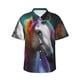 thumbnail image 1 of Fotbe Colorful Haired White Horse Camisa Hawaiana para Hombre Unisex – Camisa Casual de Verano con Botones de Manga Corta de Algodón y Lino,3X-Large, 1 of 7
