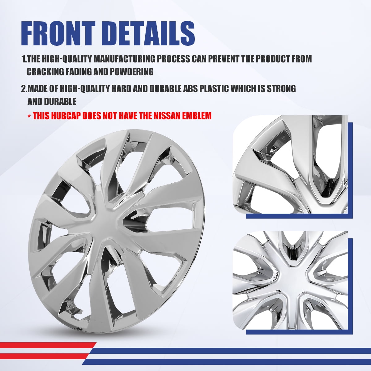4Pcs/Set 17" Hubcaps Wheel Rims Cover Fit for 2014-2020 Nissan Rogue Compatible with Steel Wheels Snap on Installation ABS+PC Material(17-inch,Chrome)