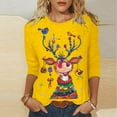 thumbnail image 2 of Jsaierl Christmas Shirts Women Cute Reindeer Graphic Tees Classic Crewneck T-shirt 3/4 Sleeve Tunic Blouse Tops, 2 of 5