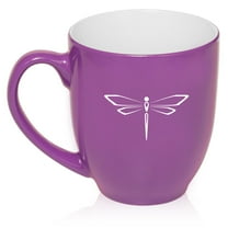 16 oz Purple Large Bistro Mug Ceramic Coffee Tea Glass Cup Dragonfly