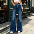 thumbnail image 7 of Vivianyo HD Women's Elastic Waist Drawstring Flare Jeans with Pockets, High Waist Denim Pants For Women, Long Flared Pull on Denim Trousers for Shopping Trips and Casual Outings, Sizes S-2XL, 7 of 7