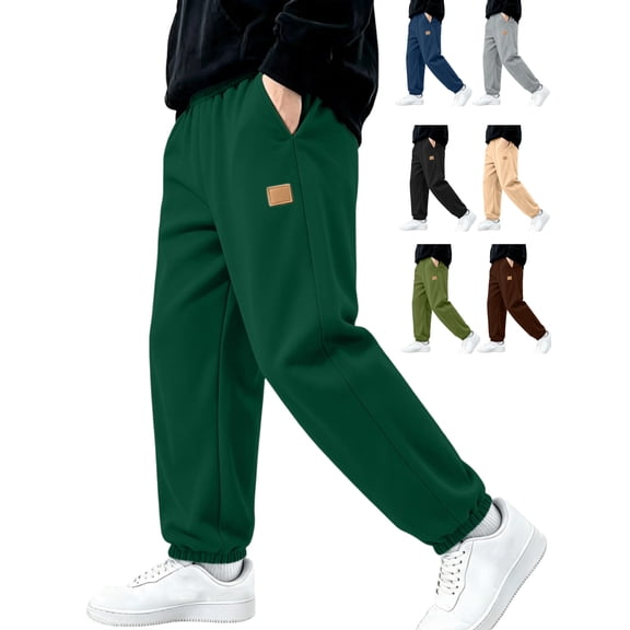 Sweatpants for Boys Girls Joggers,Size 5-15 Solid Color Athletic Track Pants with Elastic Cuffs Fleece Lounge Trousers