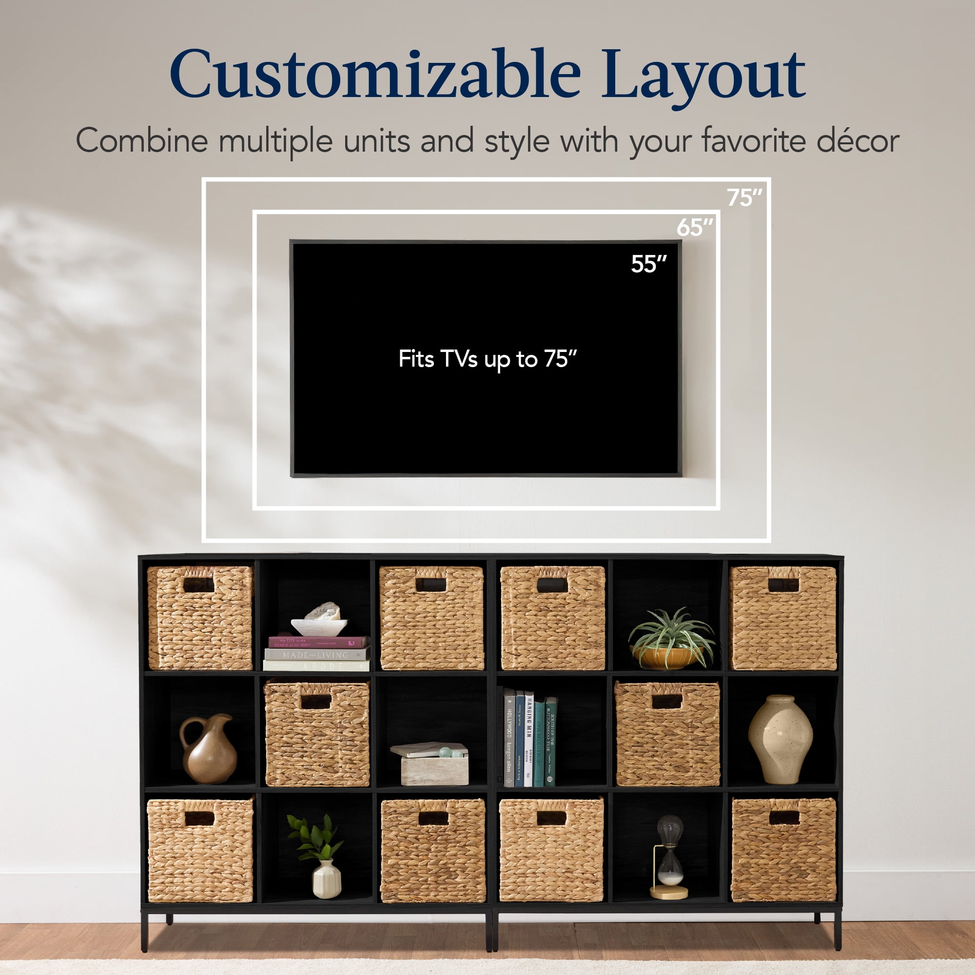Best Choice Products Elevated 9-Cube Storage Organizer, 11in Shelf, Bookcase, Display Shelf, w/ Metal Legs  Black