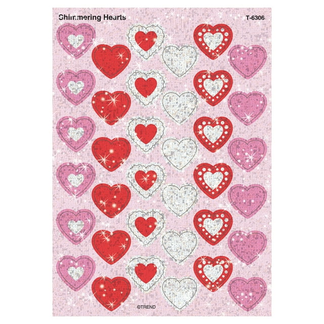 Shimmering Hearts Sparkle Stickers®, 72 Per Pack, 12 Packs
