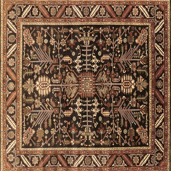Ahgly Company Indoor Square Oriental Brown Industrial Area Rugs, 7' Square