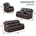 thumbnail image 5 of Caberryne Recliner Couch Set with 4 Recliners for Living Room Sets，Leather Reclining Sofa and Loveseat Sets with Cup Holders/Hidden Table for Living Room/Theater Seating(2 Pieces,Brown), 5 of 5