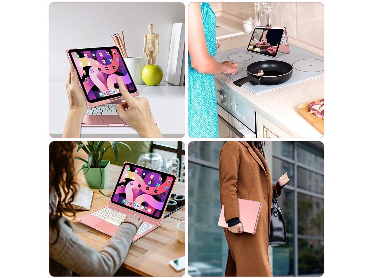 Touchpad Keyboard Case for iPad Air 5 10.9 inch 2022 / iPad Air 4 10.9 inch 2020 / iPad Pro 11 2021/2020/2018 with Multi-Touch Trackpad / Pencil Holder, 360° Rotatable,7 Color Backlit