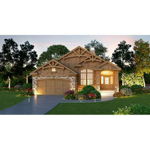 The House Designers: THD-4446 Builder-Ready Blueprints to Build a Narrow Ranch House Plan with Slab Foundation (5 Printed Sets)