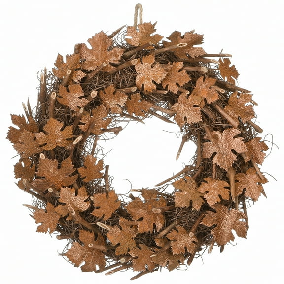 18" Harvest Brown Maple Leaves Wreath
