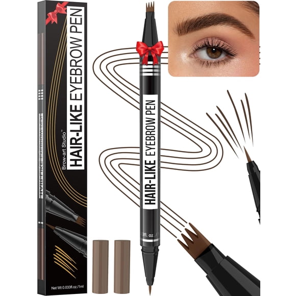 Bolígrafo para cejas Vevivia Lighting Magical 2 en 1, impermeable, marrón