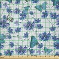 thumbnail image 2 of Ambesonne Butterfly Fabric by the Yard Microfiber, Realistic Animals Flowers, 10 Yards, Violet Blue Dark Seafoam, 2 of 2