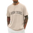 thumbnail image 2 of Mens T Shirts Raglan Sleeve Letter Print T Shirt Casual Crew Neck Short Sleeve Soft Blend Everyday Wear Men's Shirts Khaki XXL, 2 of 4