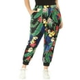 thumbnail image 7 of Agnes Orinda Women's Plus Size Tropical Floral Elastic Waist Jogger Casual Pants, 7 of 7