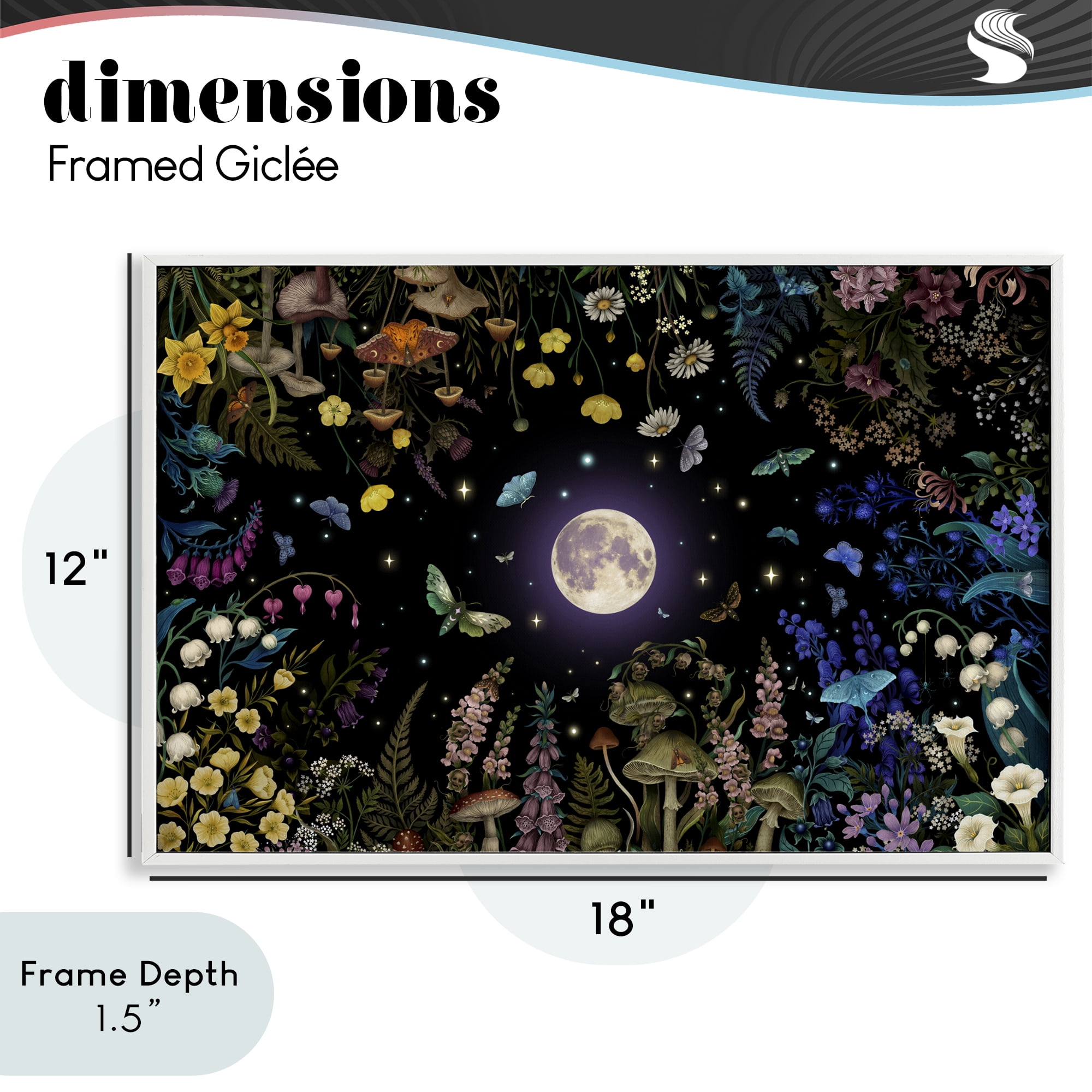 Stupell Industries Night Garden with Moth White Framed Giclee Art, design by Episodic Drawings