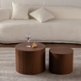 thumbnail image 3 of Modern Round Nesting Coffee Table Set of 2 - Walnut Finish Wood Living Room Table, 3 of 8