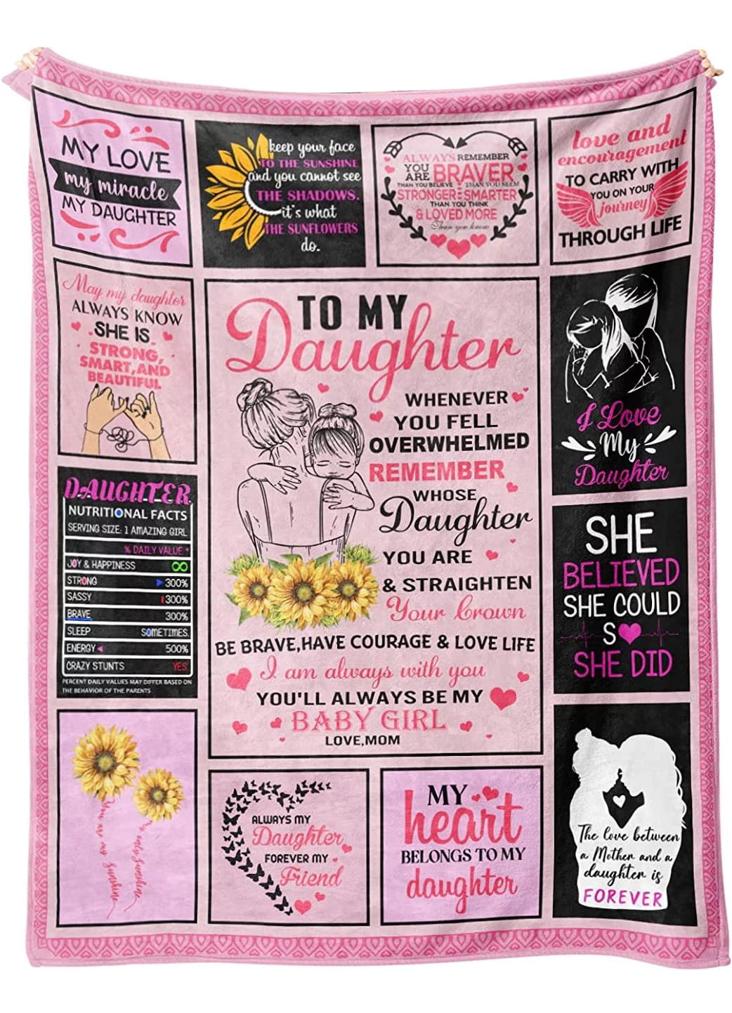 Daughter Gift from Mom, Daughter Gifts Blanket, Happy Birthday Gifts