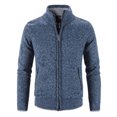 thumbnail image 1 of Suéter de manga larga tipo cárdigan con cuello alto de color sólido para jóvenes de otoño e invierno de terciopelo para hombres, 1 of 6