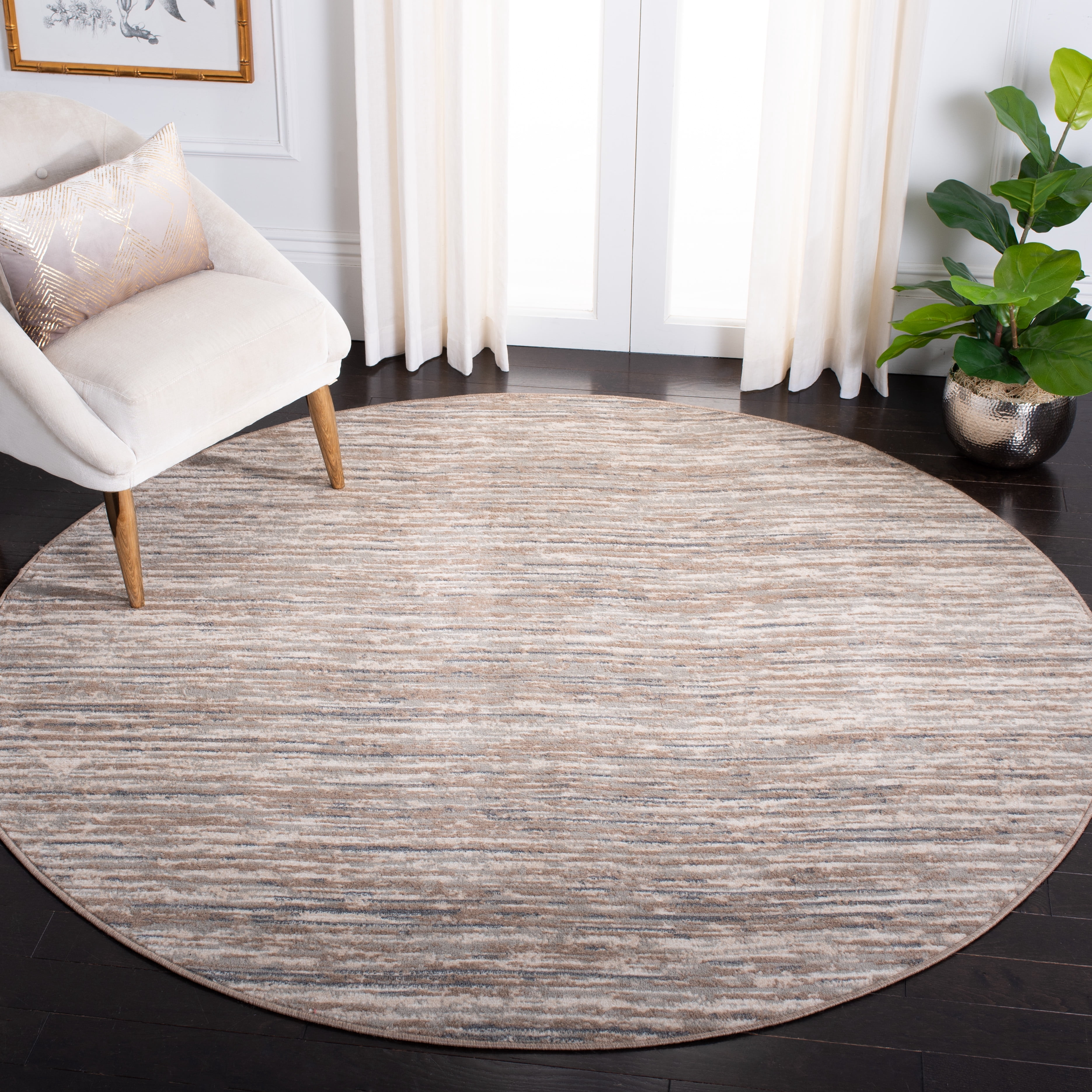 SAFAVIEH Pyramid Ekaterina Abstract Area Rug, Grey/Ivory, 8' x 8' Round